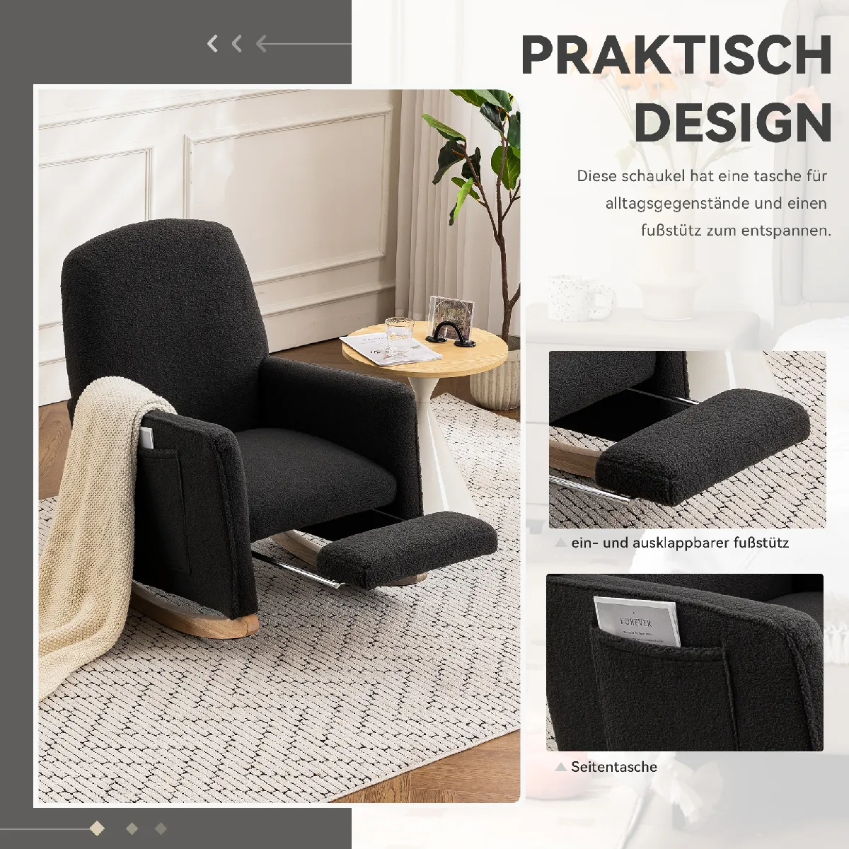 Blossom paris fauteuil à bascule avec repose-pieds - Gris