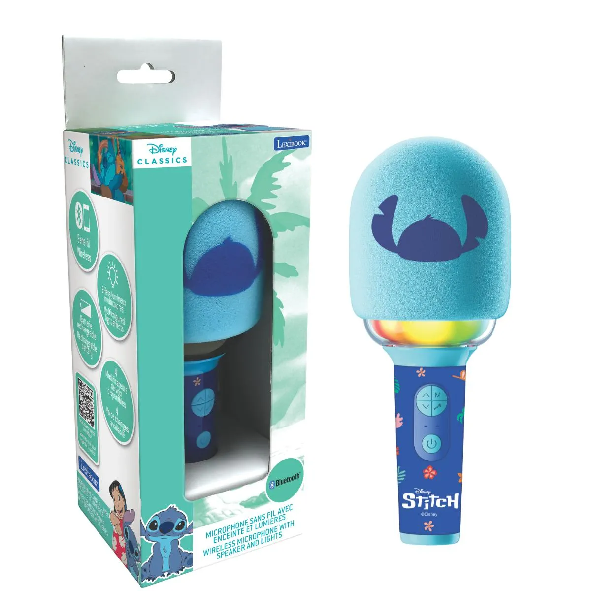 Lexibook Microphone Karaoke Stitch 3 modes et 4 effets sur la voix Recharge USB C Bluetooth Sans fil - vue 2