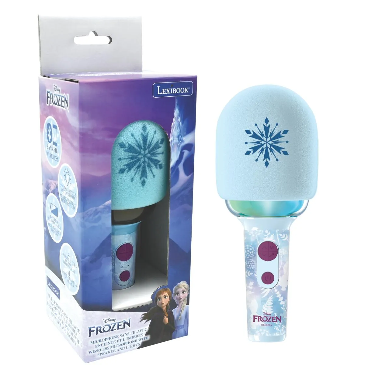 Lexibook Karaoke Microphone Bluetooth/Sans Fil La Reine Des Neiges Avec Effets Sonores Et Lumineux