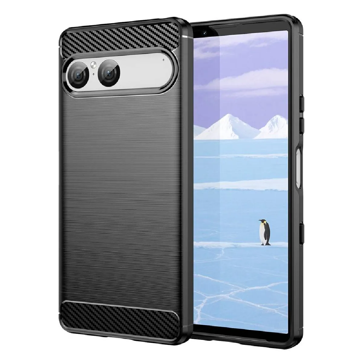 Coque Pour Sony Xperia 10 Vii - Housse Etui Silicone Gel Carbone + Film Ecran - Noir