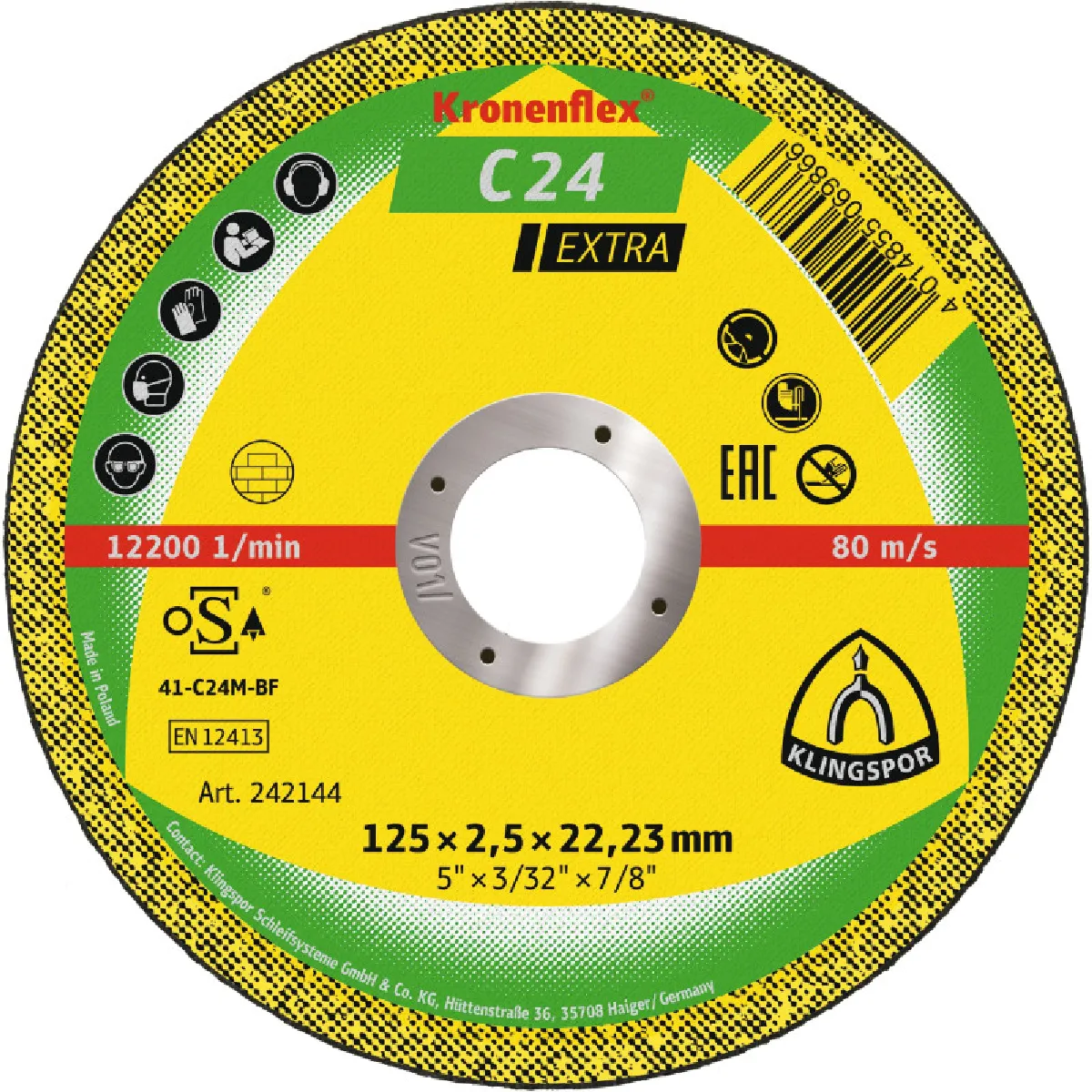 Klingspor Disque Tronçonner Pierre Kronenflex - 125 Mm