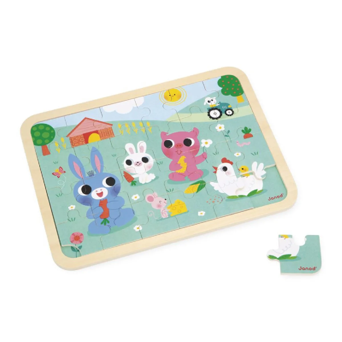 Janod Puzzle En Bois Ferme - 24 Pièces - Image 1