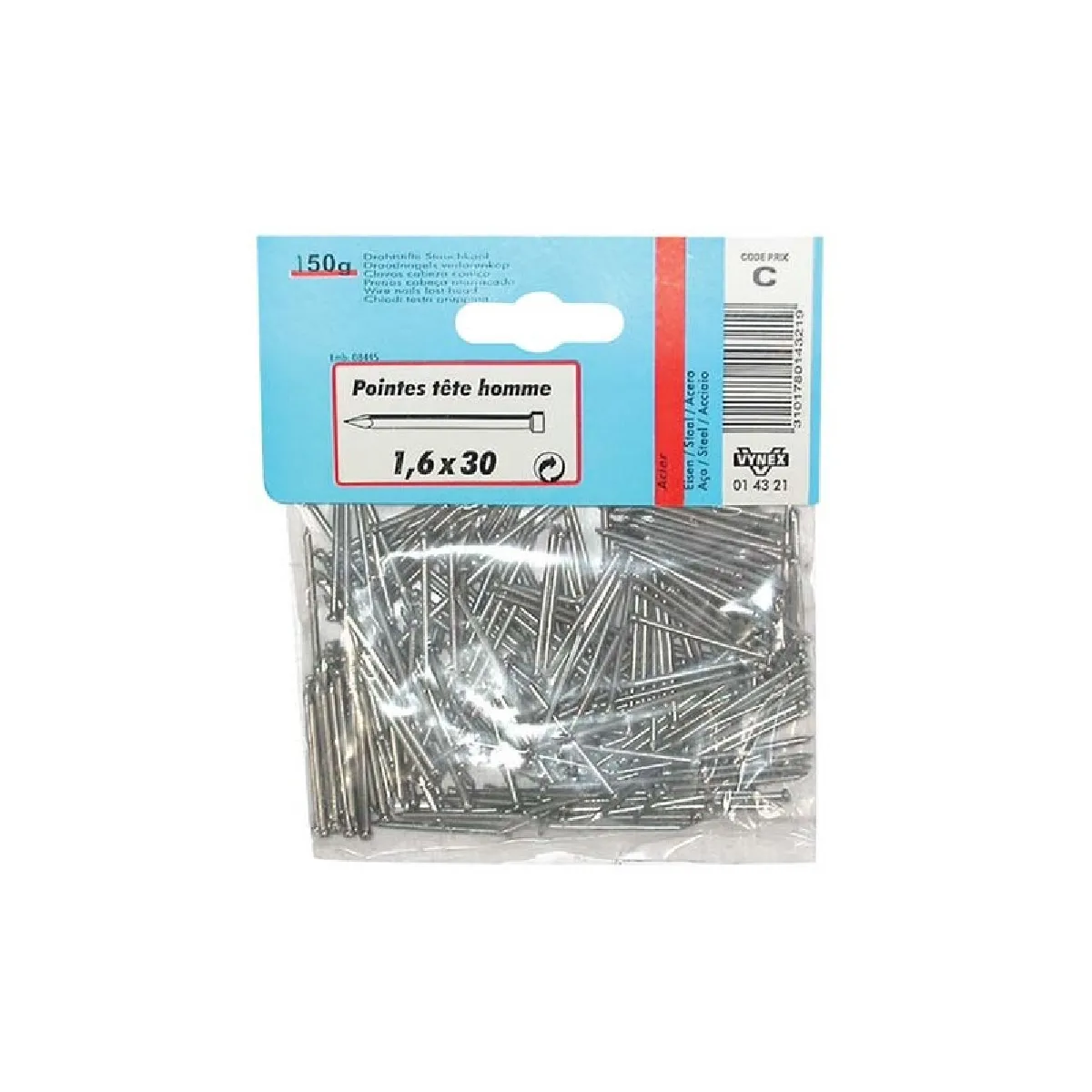 Vynex Homme Clous Acier Tête - 30 Mm