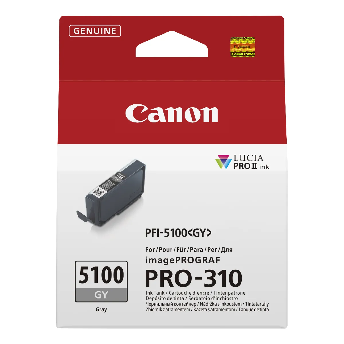 Canon PFI 5100 GY 14.4 ml original boîte de suspension réservoir d'encre pour imagePROGRAF PRO 310 - vue 2