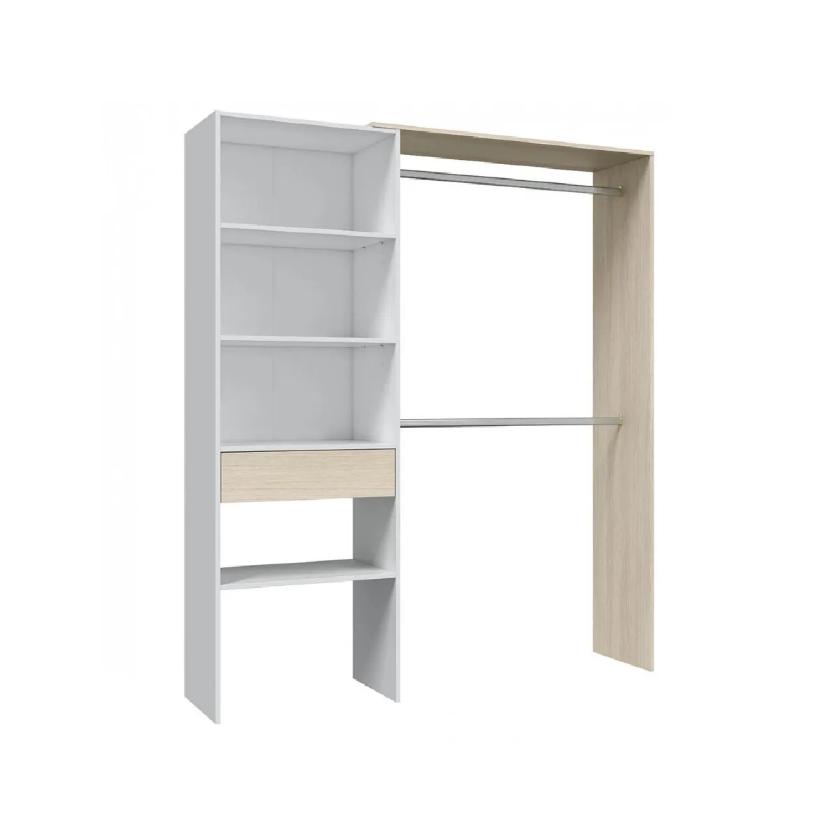 Pegane Armoire dressing avec tiroir - Blanc