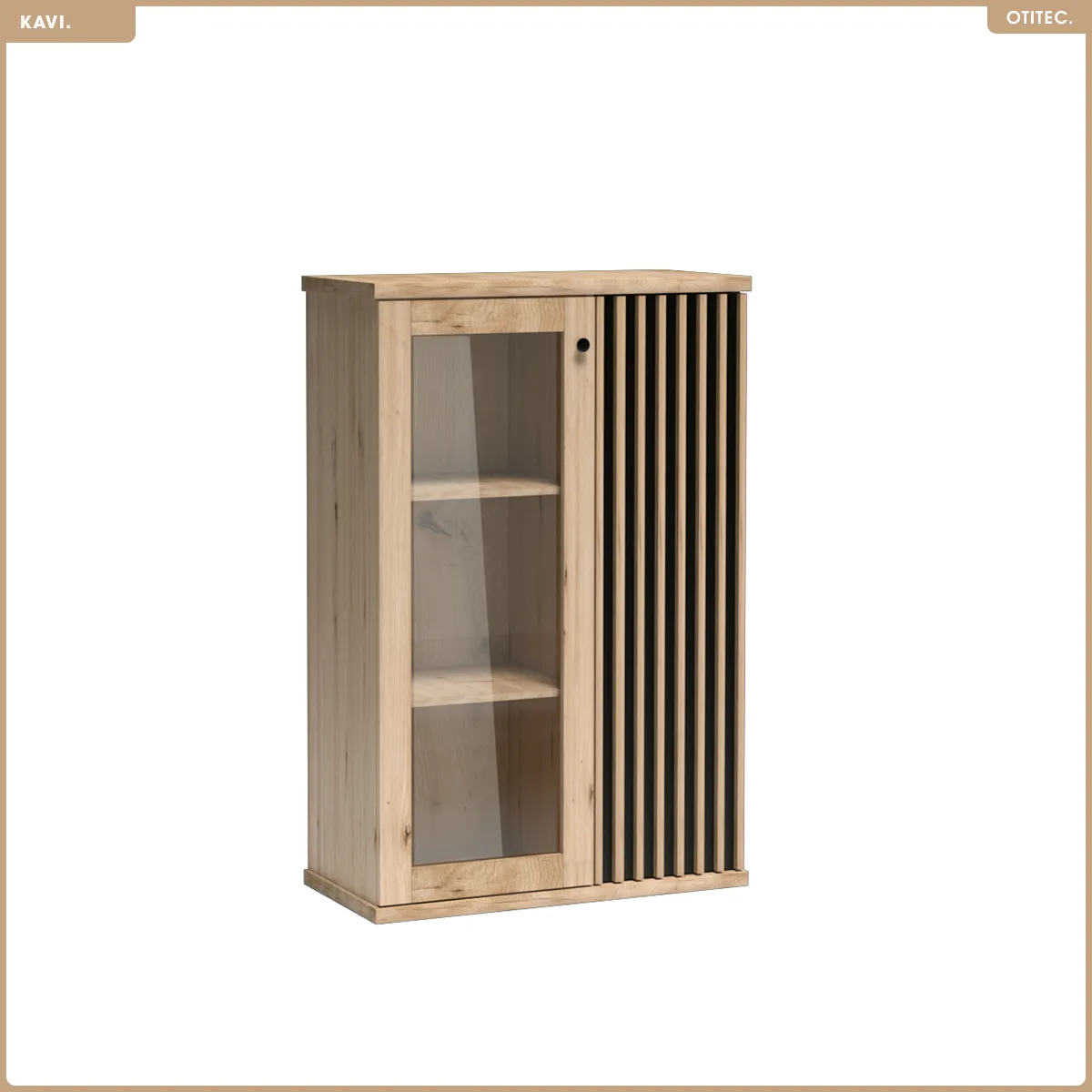 Otitec Armoire vitrine - Bois clair