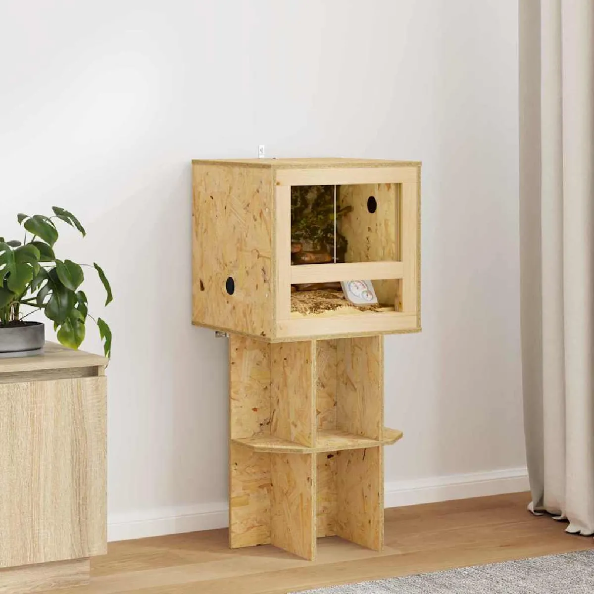 Terrarium vidaXL 100 x 50 x 50 cm – OSB, Marron - vue 4