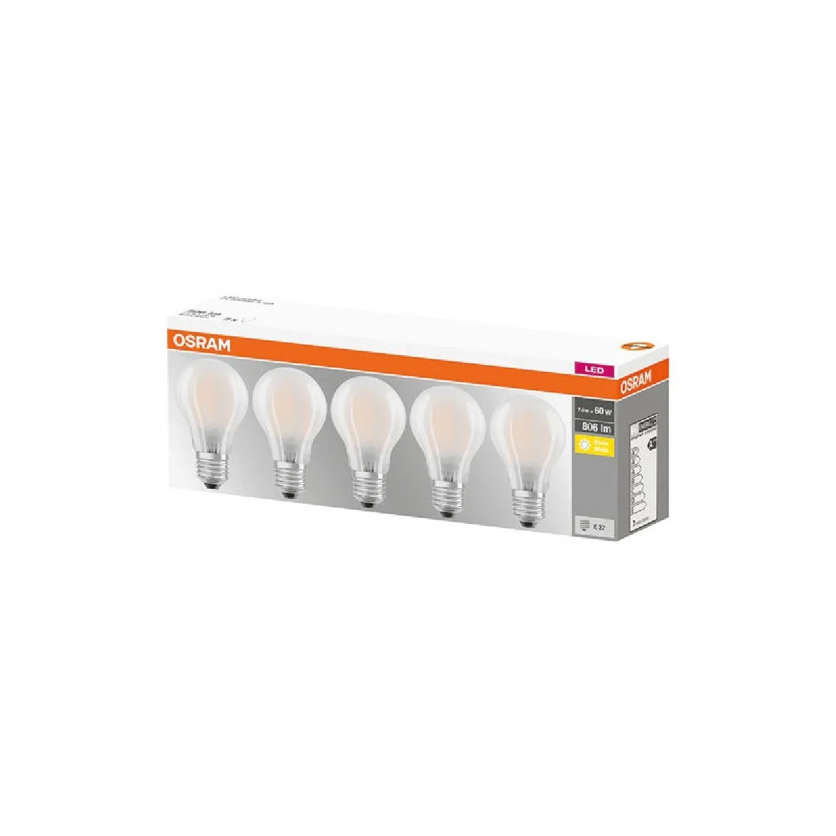 Osram Blanc Led E27 7 W = 60 W Chaud (Ø X L) 60 Mm X 108 Mm 5 Pc(S) - Image 3