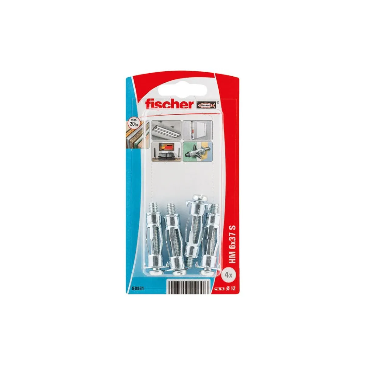 Chevilles corps creux hm 6x37 FISCHER Blister de 4 Métal 37 mm - vue 2