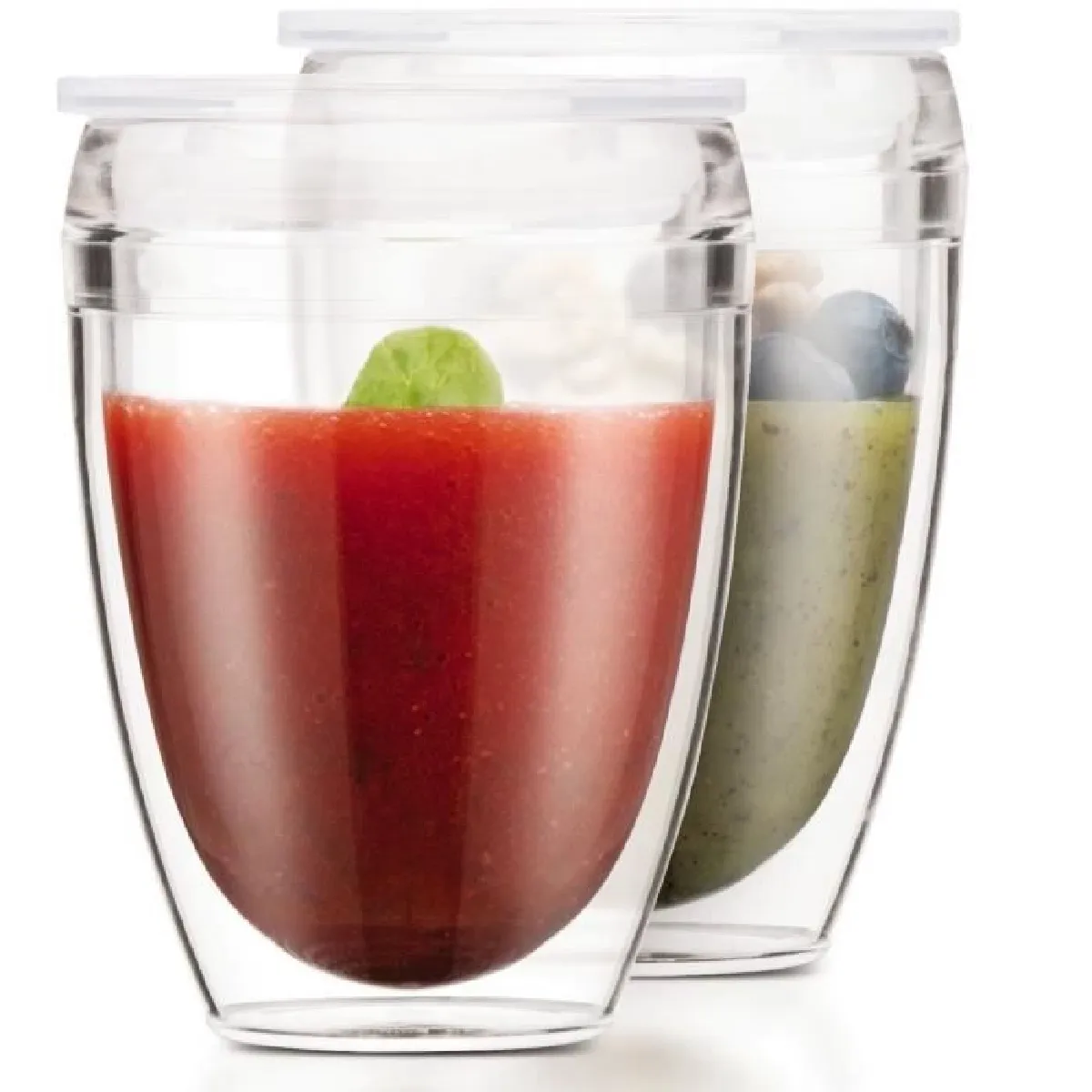 Bodum Set 2 gobelets - Pavina To Go - Double paroi plastique - Couvercle hermétique - 30 cl