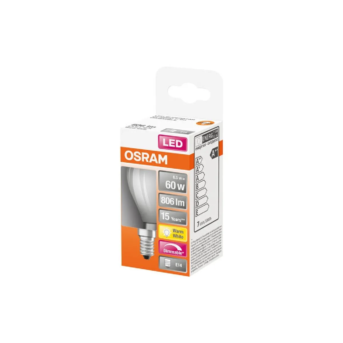 OSRAM LED sphérique verre dépoli variable E14 806lm chaud Boite de 1 - vue 8