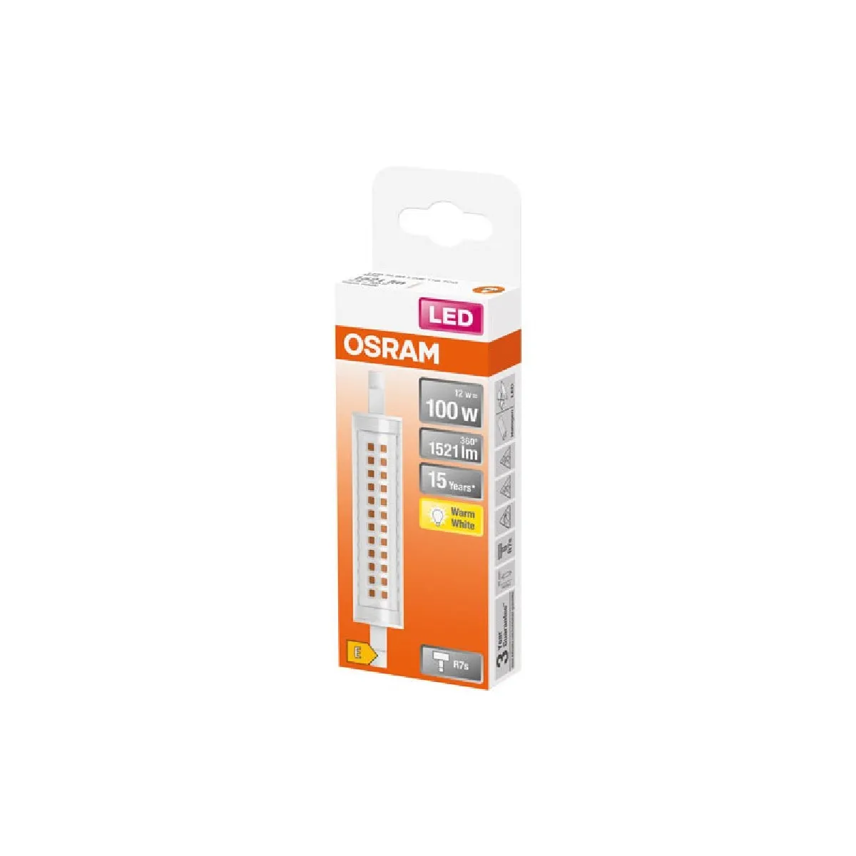 OSRAM LED crayon slim R7S 78mm 1521lm chaud - vue 4
