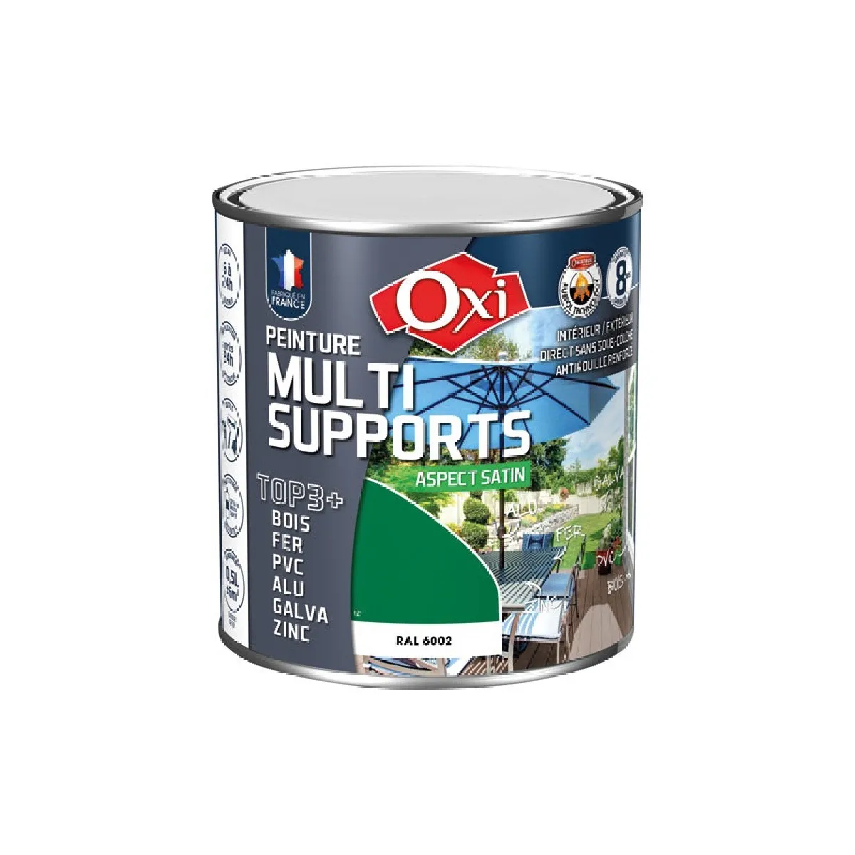 Rustol Owatrol Oxi Durieu Peinture multi supports bois fer alu galva zinc pvc métaux Vert jardin 0.5L OXI direct sans sous couche