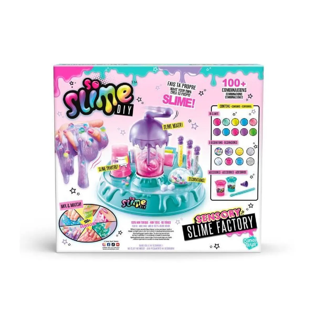 Canal Toys So Slime Glow Slime Paquete De 5. Divertido Kit De Slime Que Brilla En La Oscuridad Con Contenedor Estira Aplasta Y Juega
