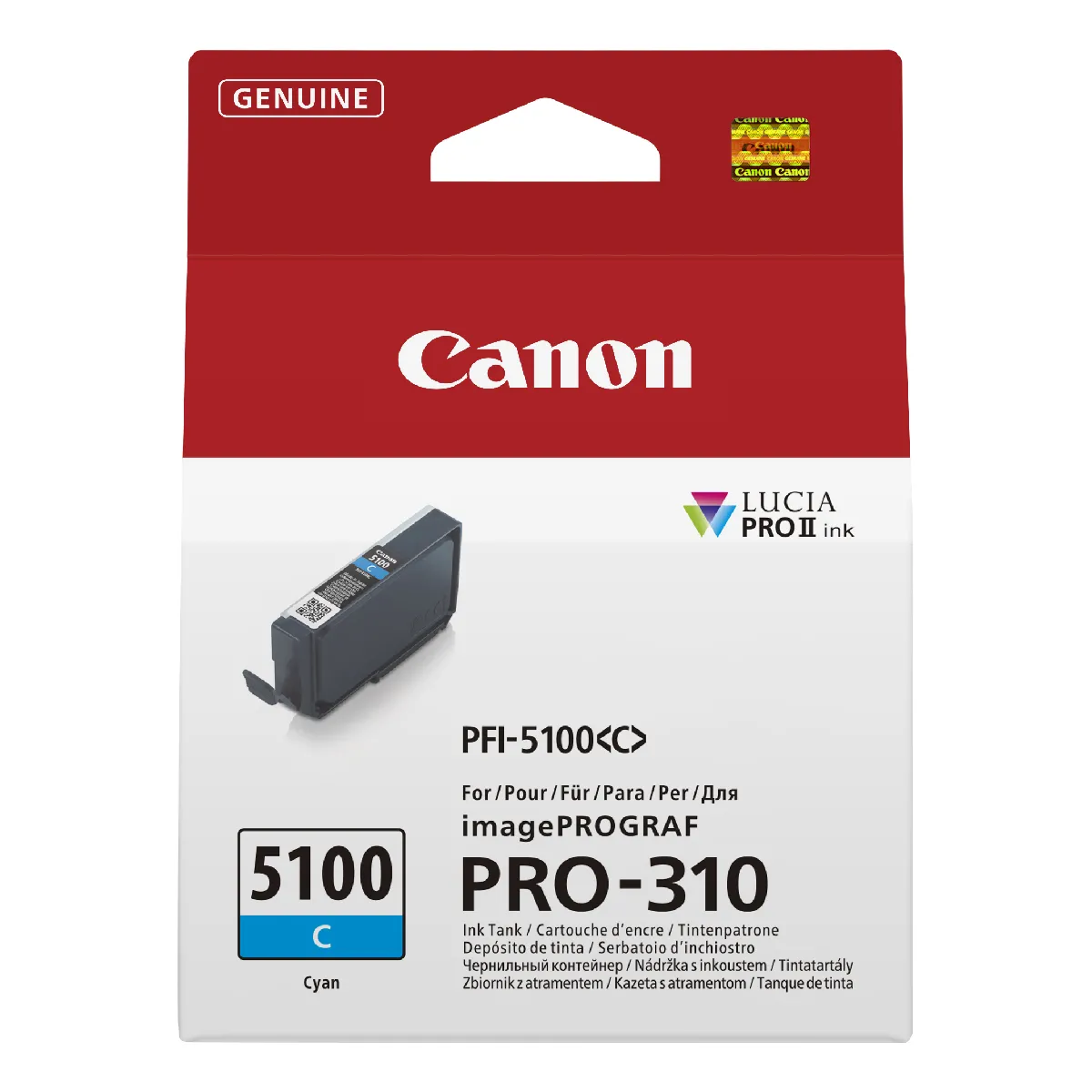 Canon PFI 5100 C 14.4 ml cyan original boîte de suspension réservoir d'encre pour imagePROGRAF PRO 310 - vue 2