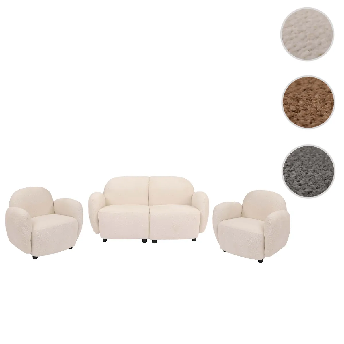 Mendler Blanc Ensemble Salon Canapé + Fauteuils