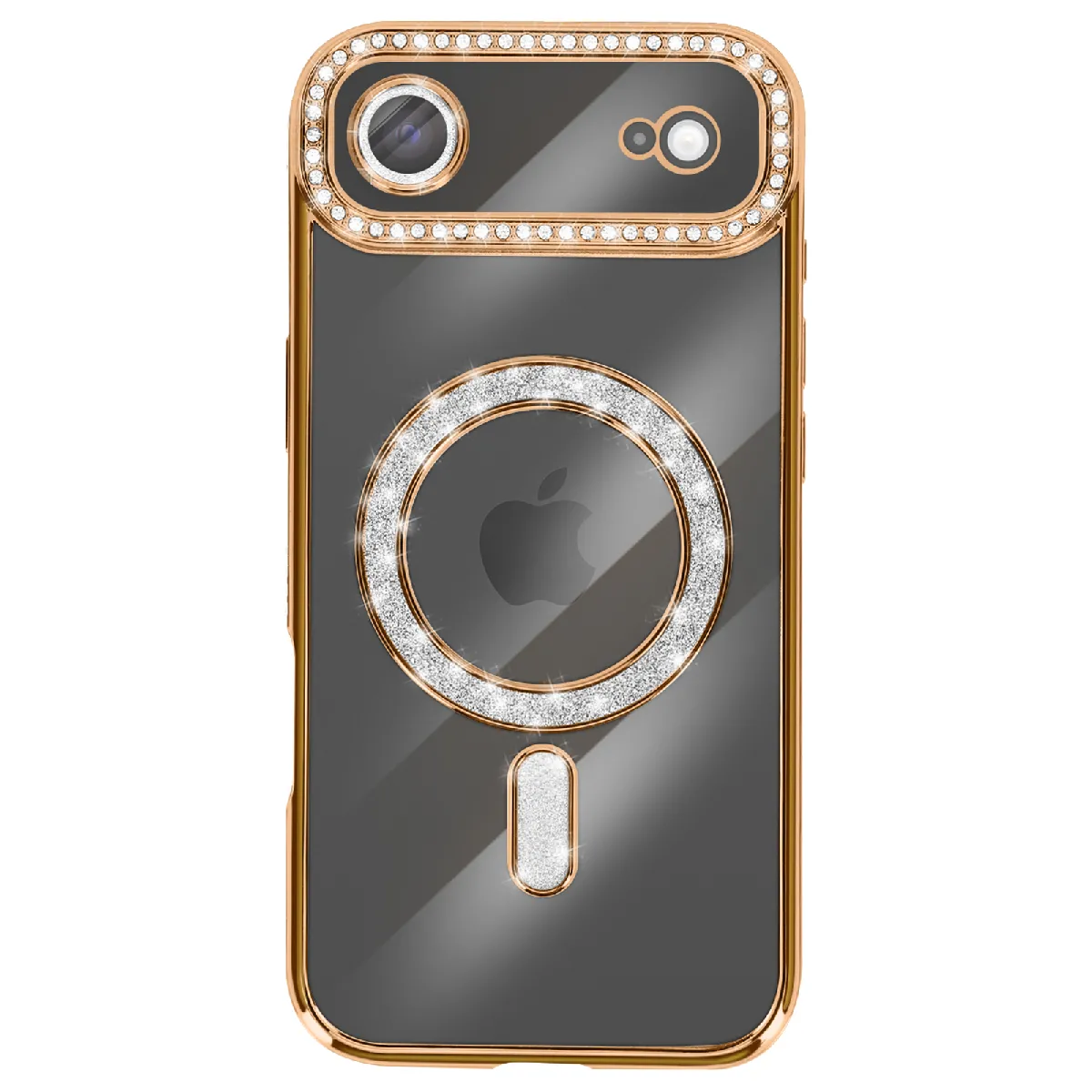 Avizar Doré Coque Pour Iphone Air Compatible Magsafe Avec Contour Strassé E - Image 2