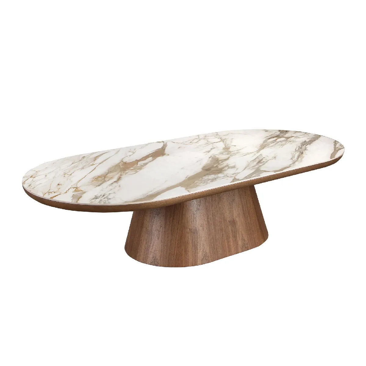 Meilleurs prix pour Table basse ovale demi-ronde en porcelaine et noyer