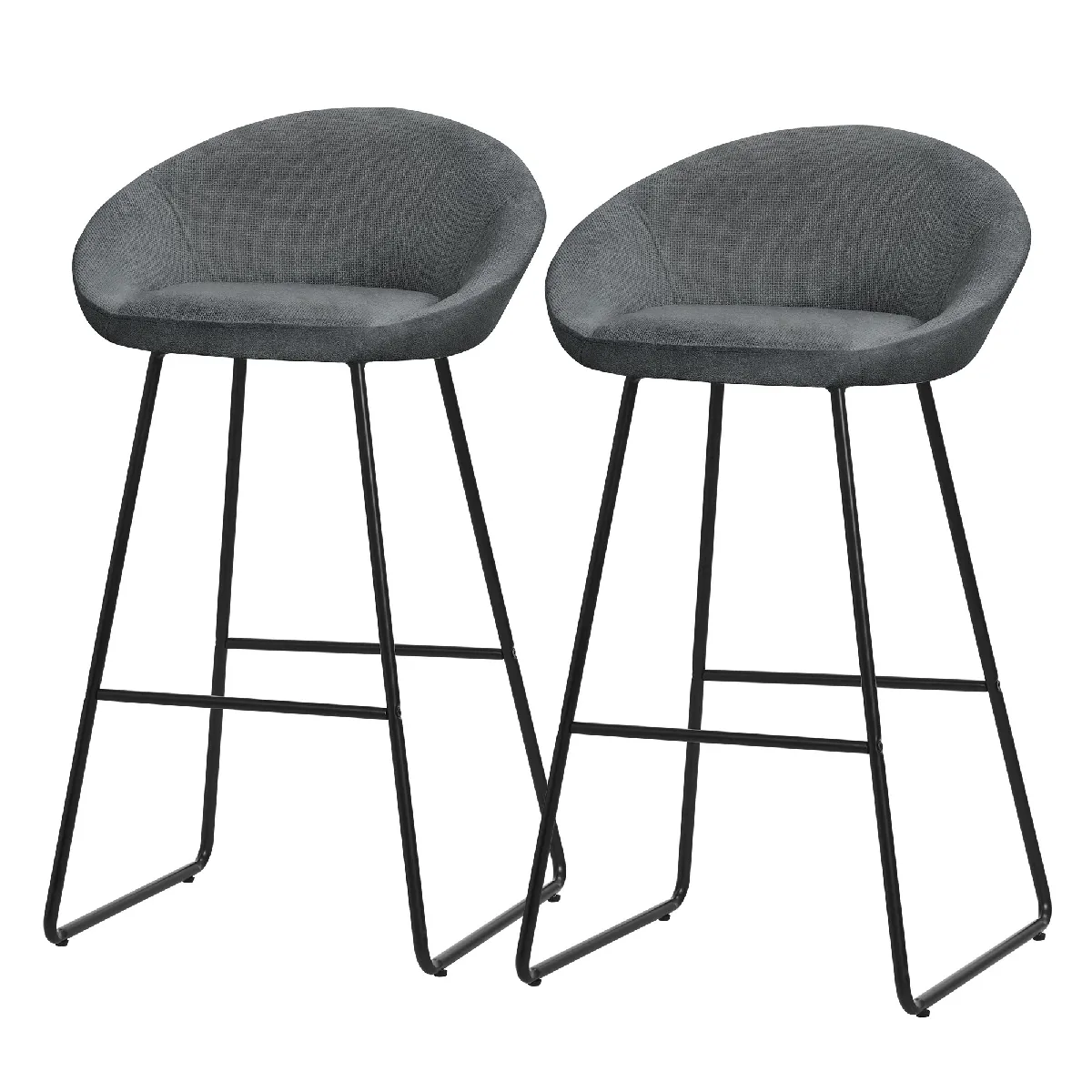 Ml-Design Lot 2 Tabourets De Bar - Anthracite