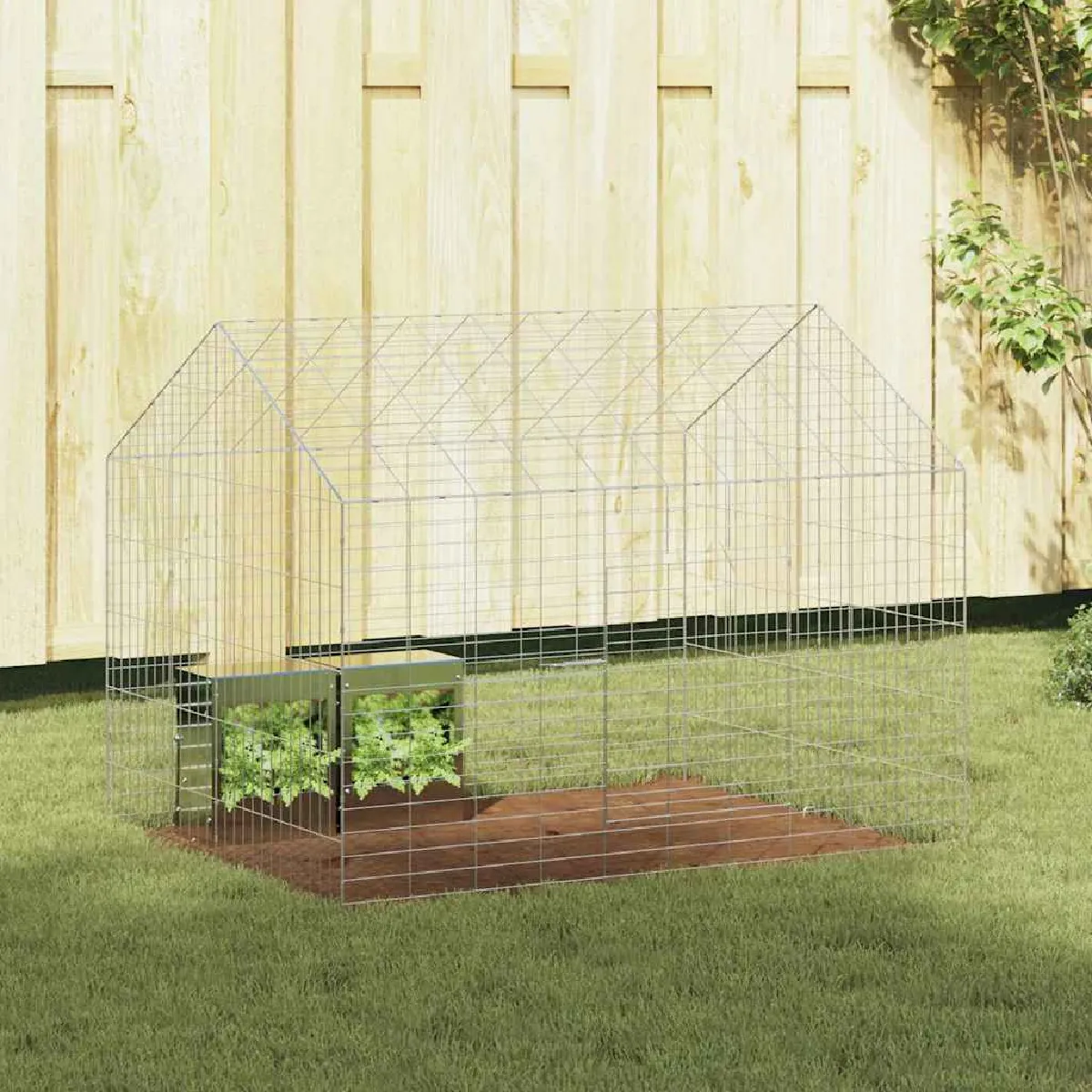 Cage Pour Lapins vidaXL - Acier Galvanisé 400 x 78 x 78 cm - vue 2