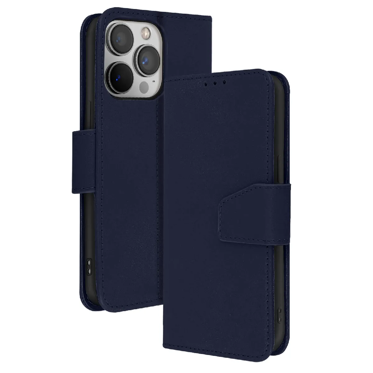 Avizar - Étui Portefeuille pour iPhone 13 Pro Max - Cuir - Bleu - Image 2