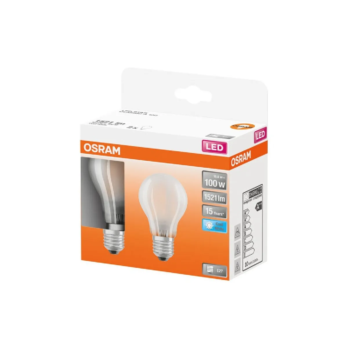 OSRAM Lot de 3 Ampoules LED E27 standard claire équivalent à froid - vue 3