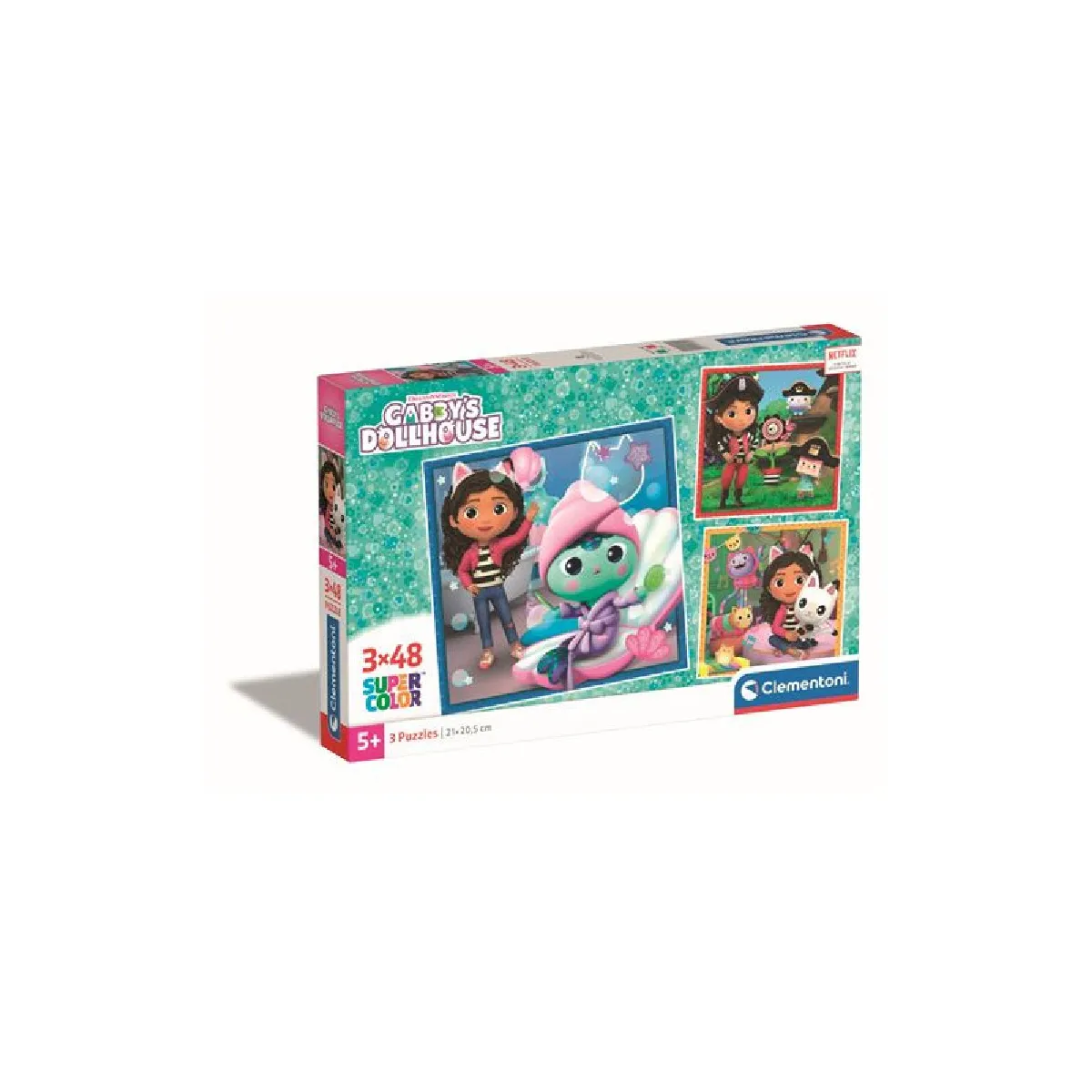 Clementoni 25300 Supercolor Puzzle Gabby' Dollhouse 3x48 Pièces Puzzle Enfants Boîte De 3 Puzzles 48 Pièces Puzzle Dessin Animé Fabriqué en Italie - vue 8