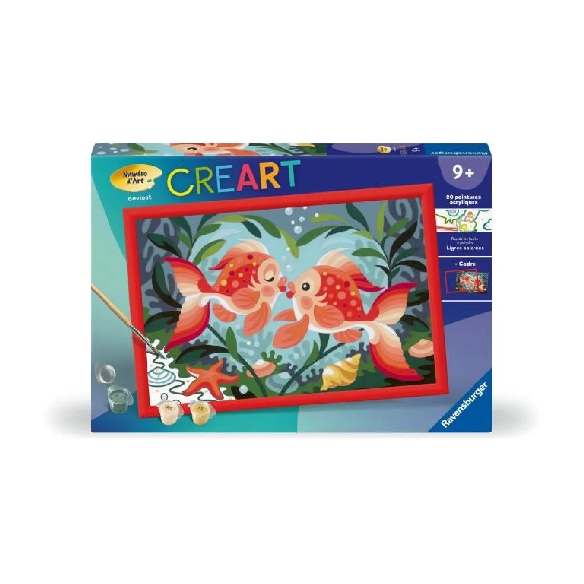 CreArt Kids 31x21cm Bisous de poissons Kit de peinture par numéros Numéro d'Art Dès 25853 Ravensburger