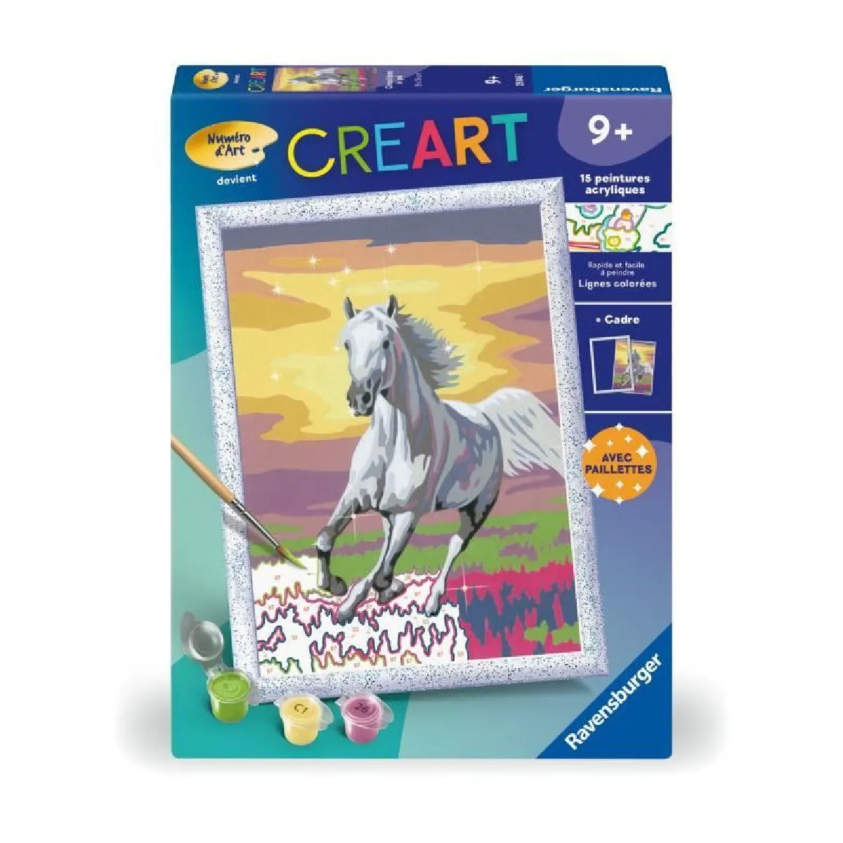Ravensburger CreArt Kids 18x24 cm Numéro d'art Cheval dans Le pré Kit de Peinture par numéros Dès 25845 - vue 6
