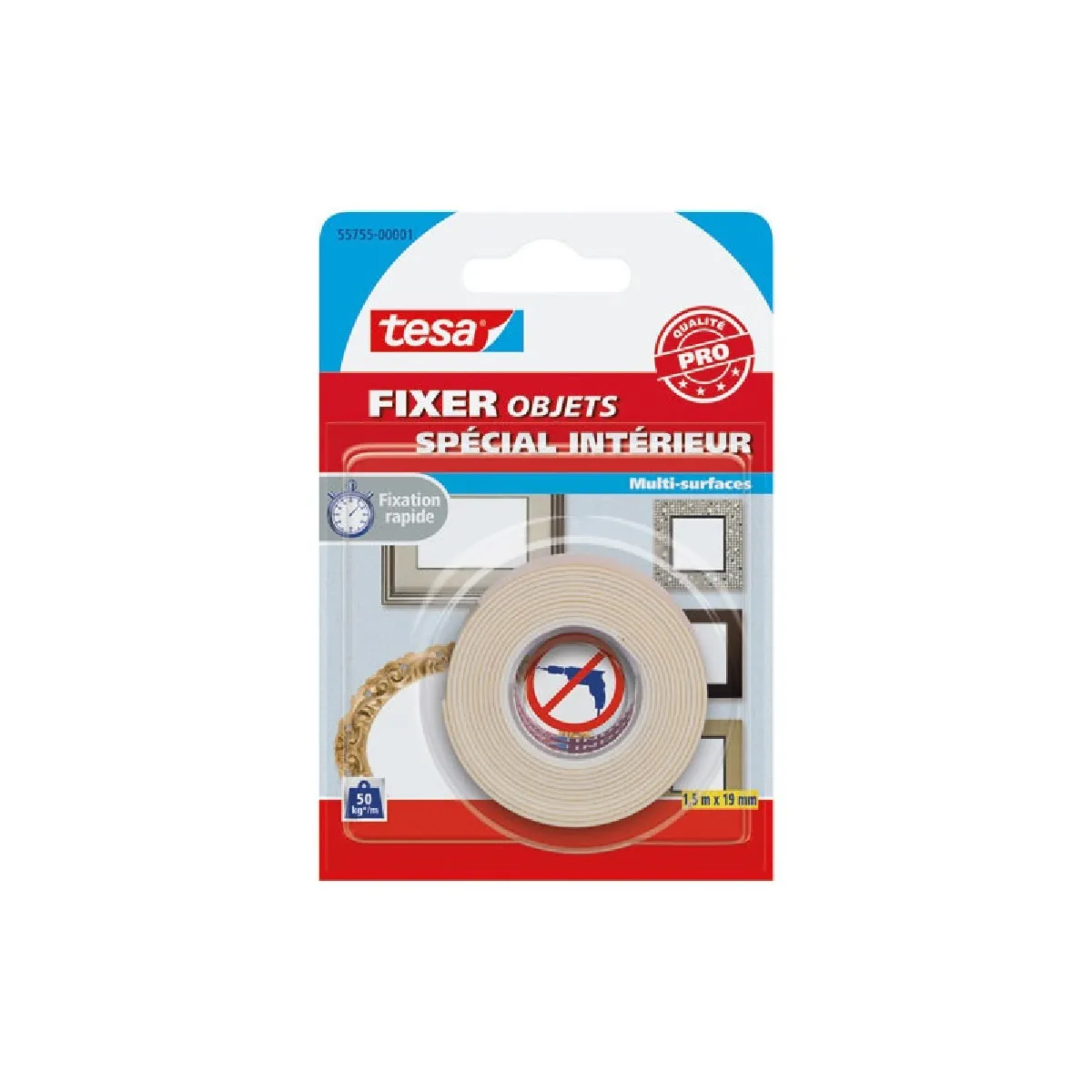 Tesa Adhésif double face pour objets d'intérieur Tesa FIXER 1,5m