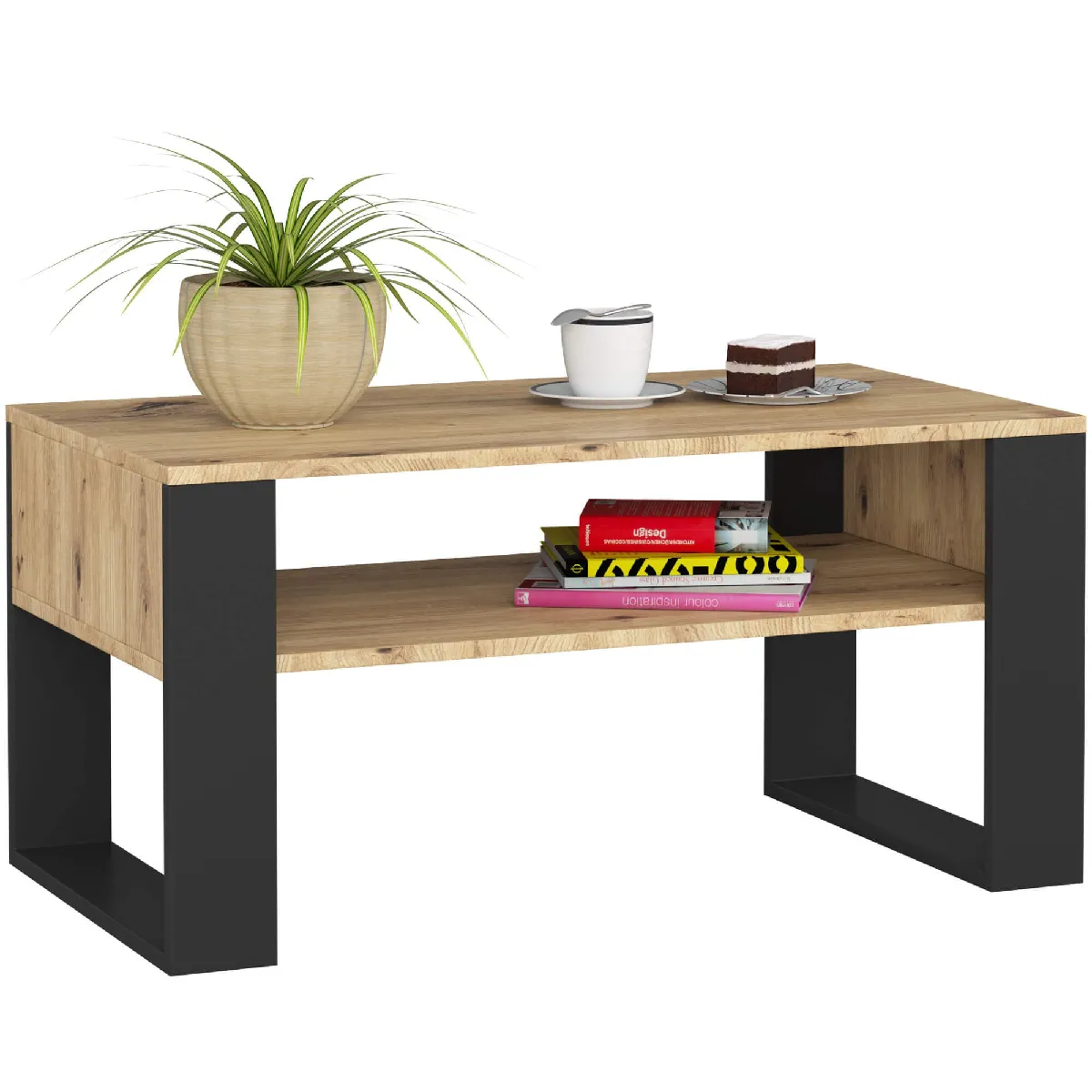 Meilleurs prix pour Akord Table Basse Domi Chêne Artisan/Noir 92X53X45