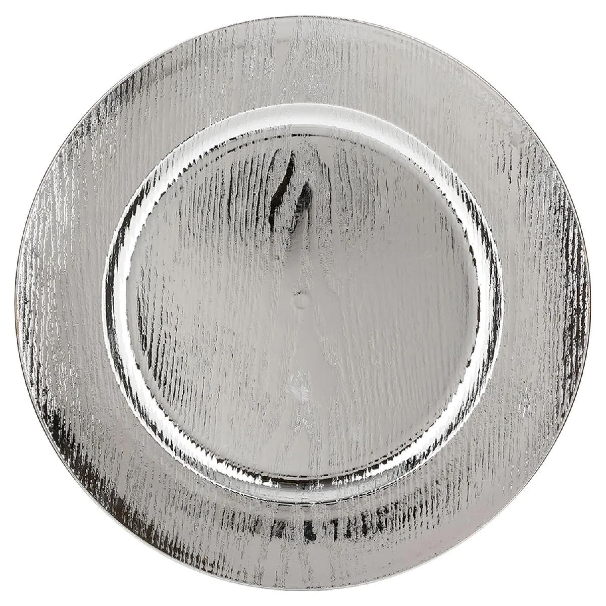 Lot de 12 assiettes de présentation effet bois - Argent