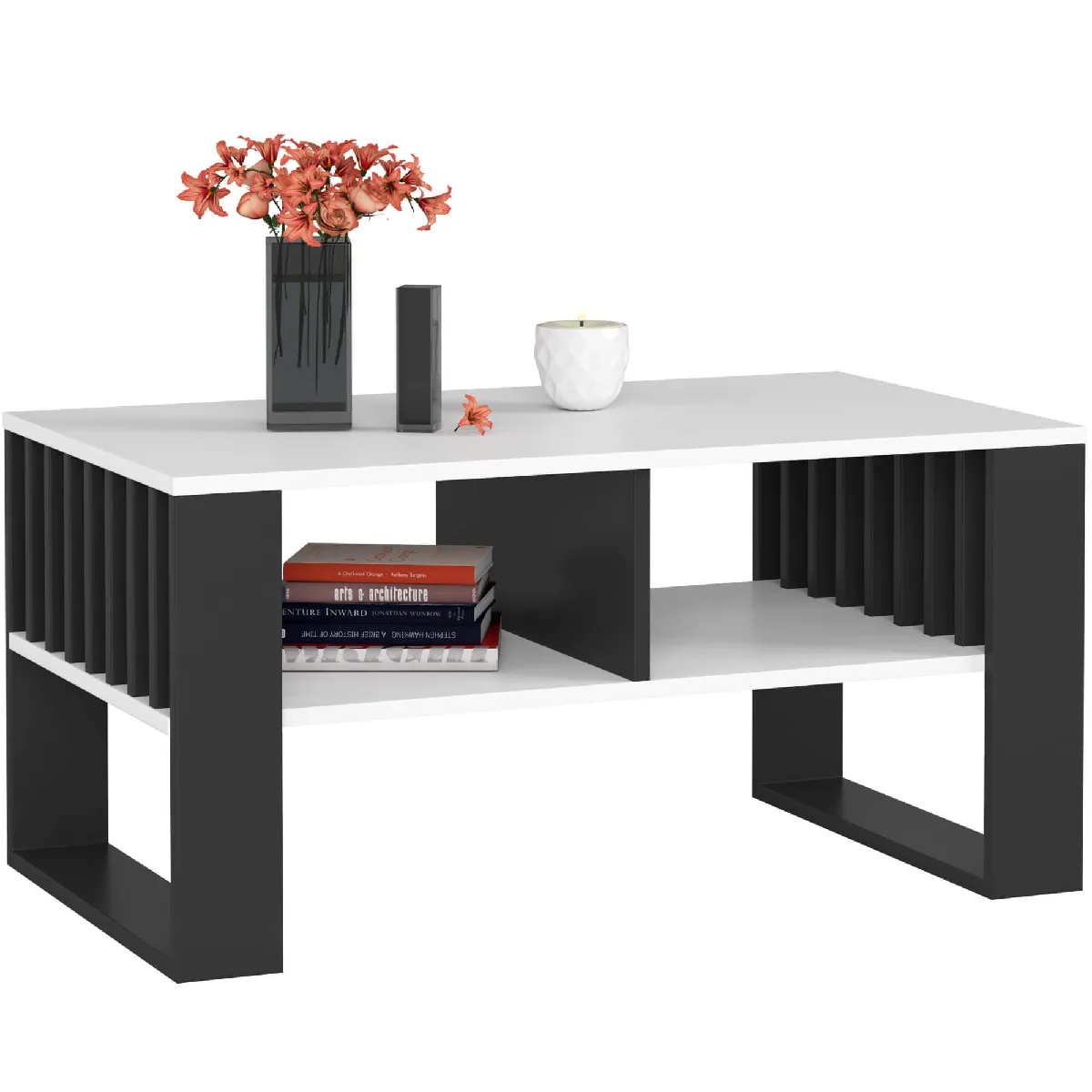 Comparer les prix de Akord Table Basse Rockford Blanc/Noir 92X53X45