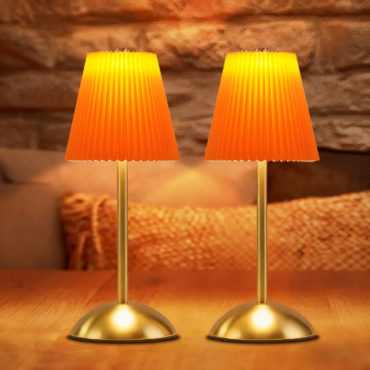 Zmh lot de 2 lampes de table LED - Orange