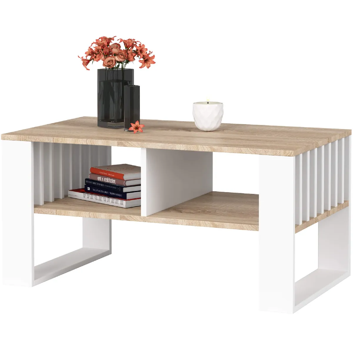 Meilleurs prix pour Akord Table Basse Rockford Chêne Sonoma/Blanc 92X53X45