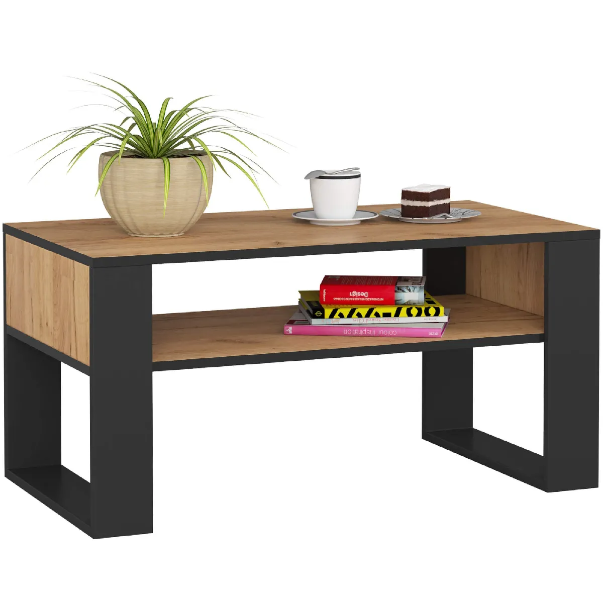 Comparer les prix de Akord Table Basse Domi Chêne/Noir 92X53X45