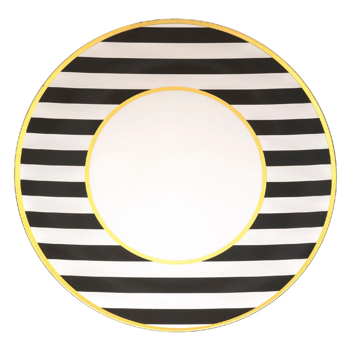 Lot de 12 assiettes de présentation RAYURES - Noir et blanc