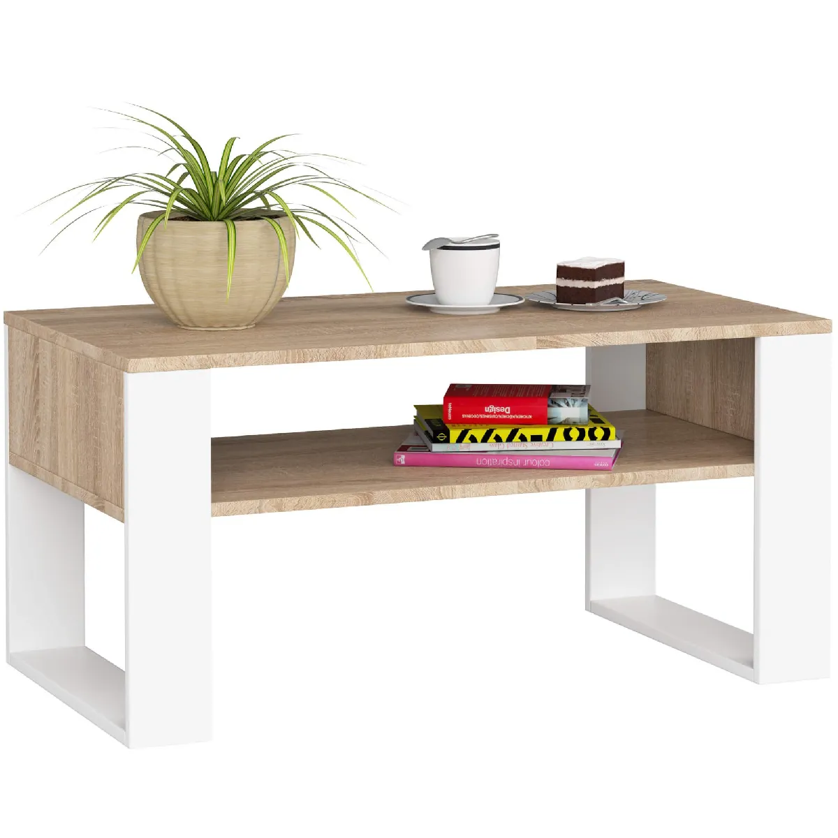 Meilleurs prix pour Akord Table Basse Domi Chêne Sonoma/Blanc 92X53X45