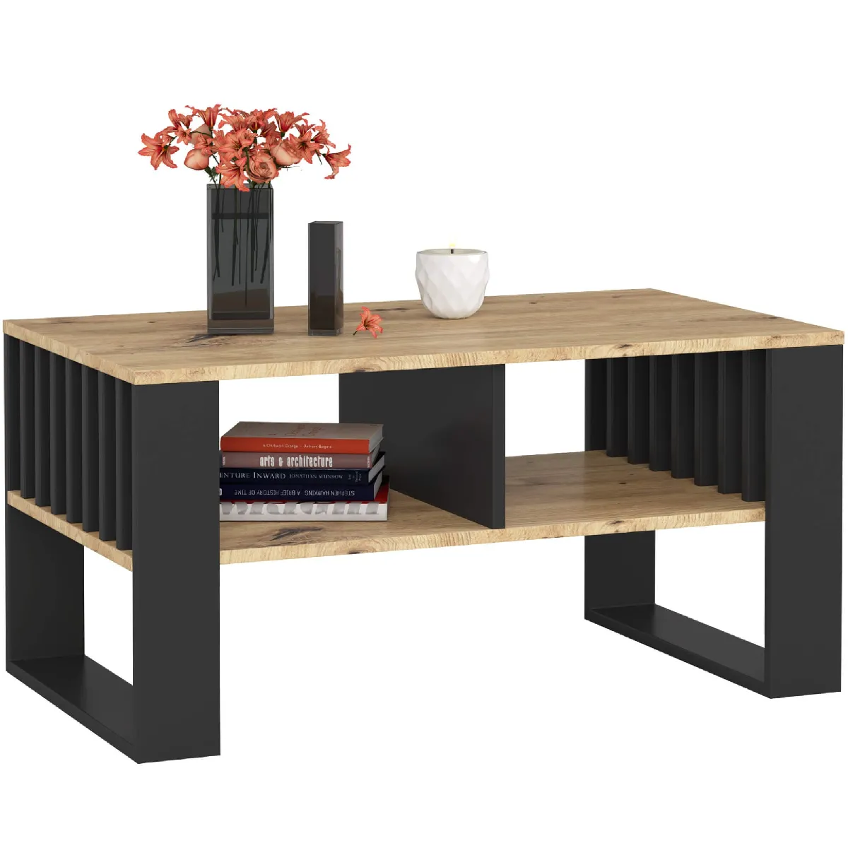 Comparer les prix de Akord Table Basse Rockford Chêne Artisan/Noir 92X53X45