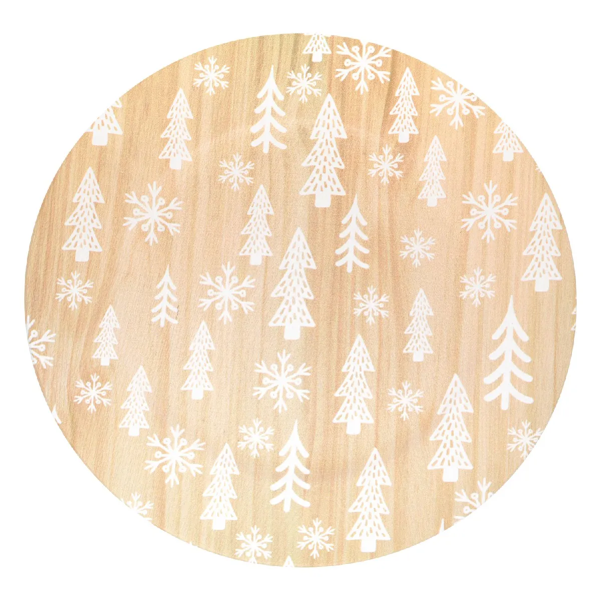 Lot de 12 assiettes de présentation effet bois SAPINS - Beige
