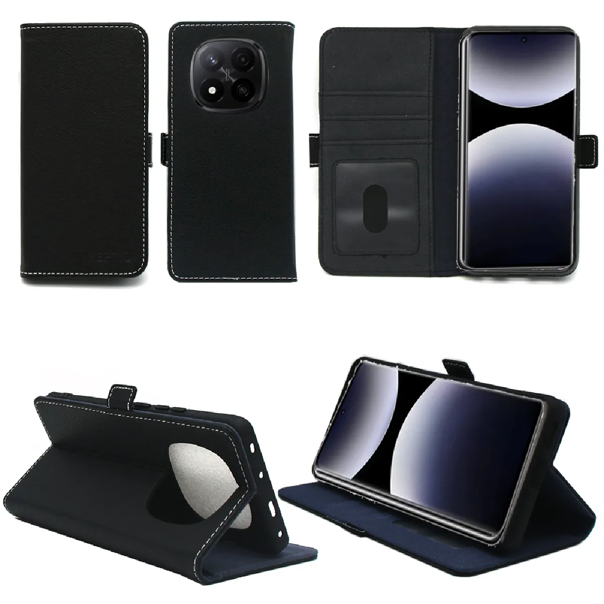 Xeptio Noir Étui Portefeuille À Rabat Avec Porte-Cartes Xiaomi Redmi Note 14 Pro+ 5G