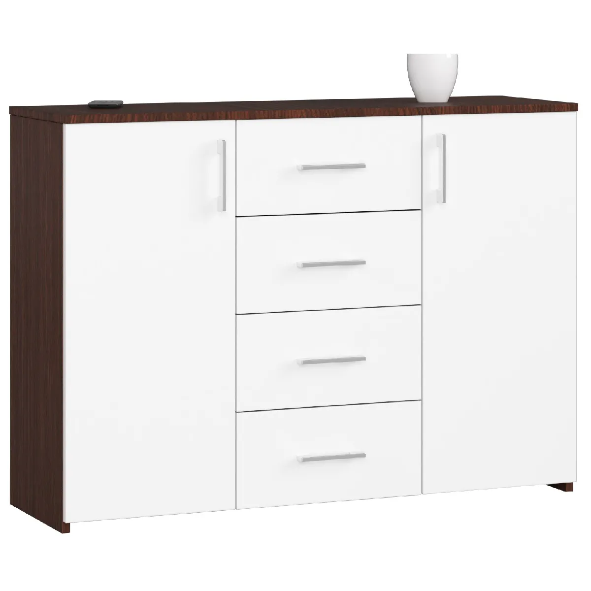 Akord Commode 4 tiroirs - wengé/blanc