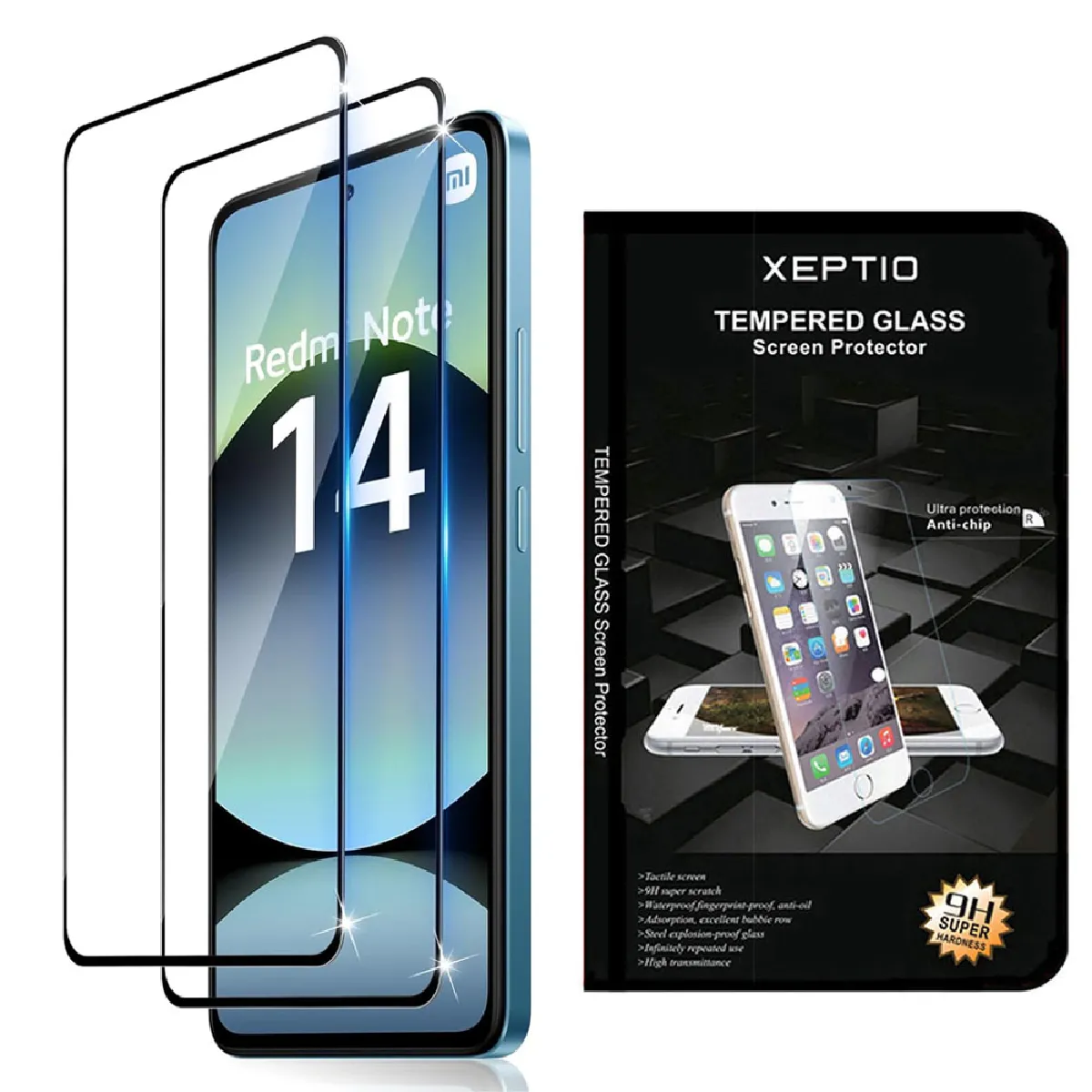 Xeptio Noir Protection D'écran En Verre Trempé Pour Xiaomi Redmi Note 14 4G