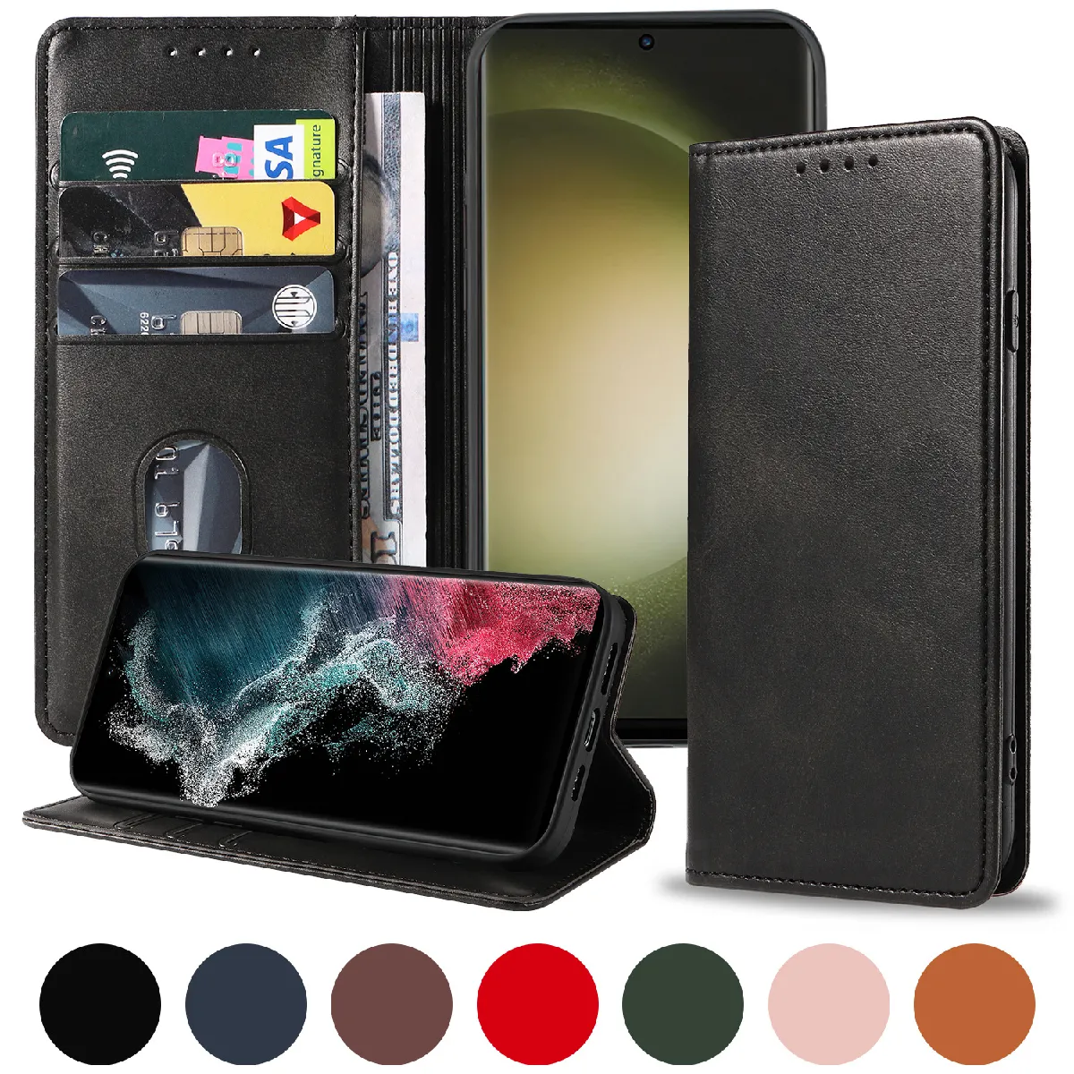 Xeptio Noir Housse Portefeuille Samsung Galaxy S25 Ultra 5G