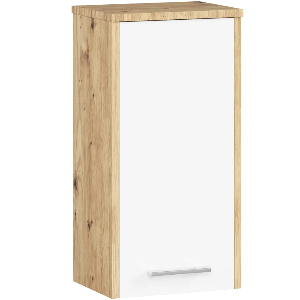 Armoire salle de bains AKORD FIN accr. au mur Chne Artisan 30 cm 1 porte faade Blanche 2 tagres 30x22,5x60 cm