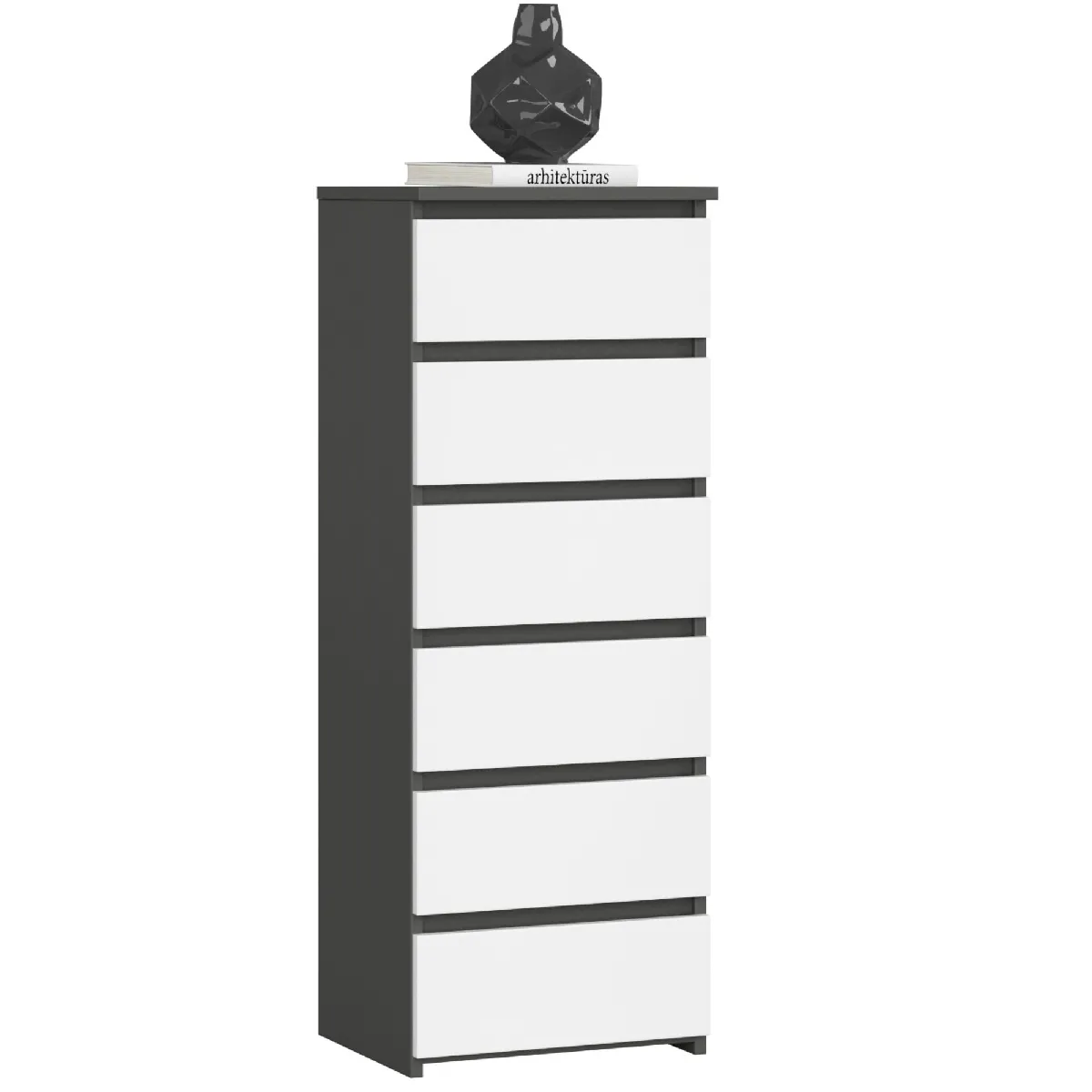 Akord Commode chiffonnier 6 tiroirs - Blanc