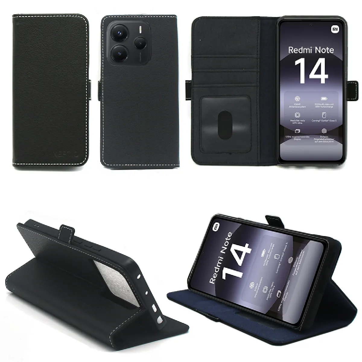 Xeptio Noir Housse Portefeuille Xiaomi Redmi Note 14 5G