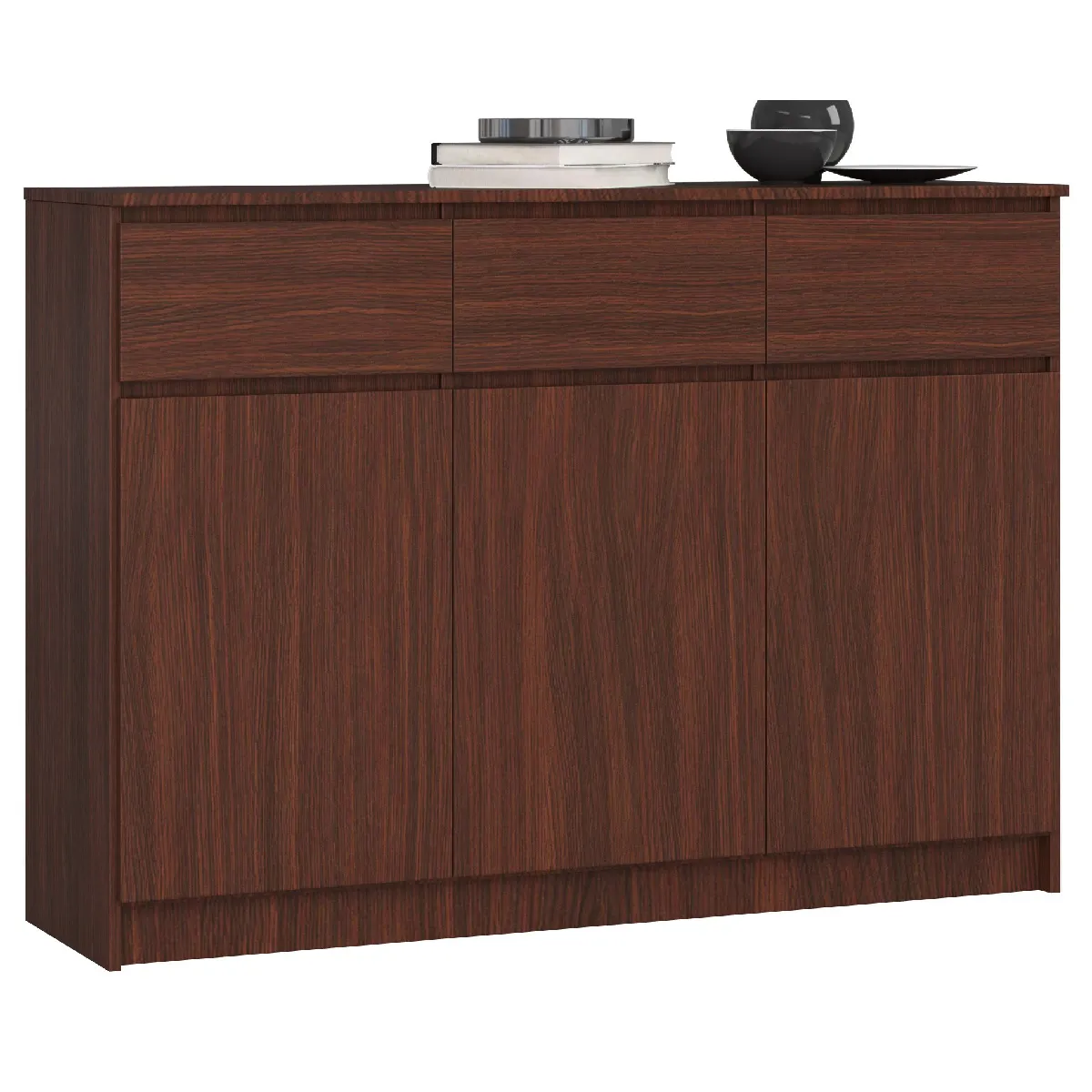 Akord Commode 3 Portes 3 Tiroirs Wengé 138X40X99