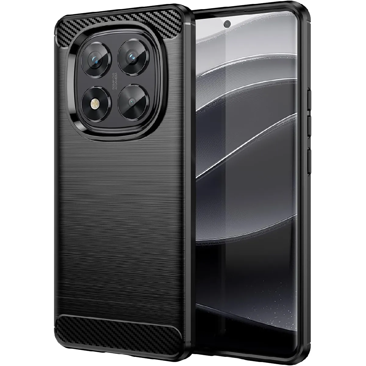 Xeptio Noire Coque Protection Style Carbone Pour Xiaomi Redmi Note 14 Pro 4G Souple Antichoc