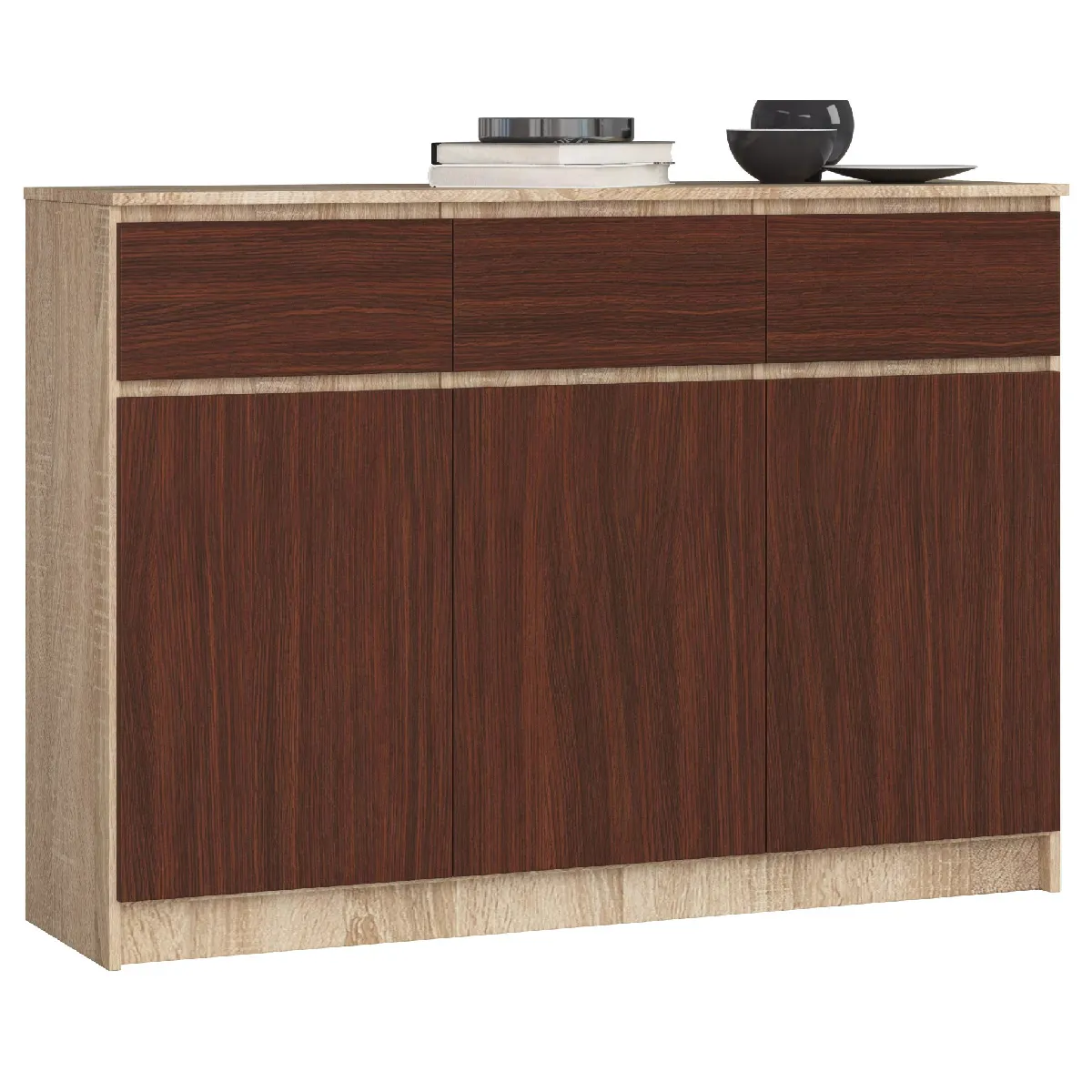 Akord Commode 3 portes 3 tiroirs - Sonoma wengé
